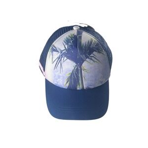Roxy Dig This Trucker Hat Blue Pink Palm Tree Graphic Snapback ERJHA03828 NEW